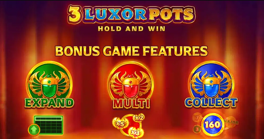3 luxor pots: hold and win
